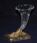 220 EMPIRE STYLE GILT BRONZE GLASS AND MARBLE VASE