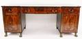 Large Inlaid  Feathered Mahogany Sideboard
