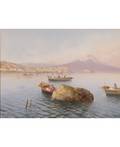 G GIANNI ITALIAN LATE 19THEARLY 20TH CENTURY View of Naples Harbor with Vesuvius
