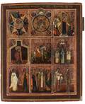 A RUSSIAN NINEPART ICON 18TH CENTURY