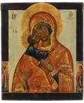A RUSSIAN ICON OF ELEUSA OF VLADIMIR 18TH CENTURY
