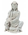 A BLANCDECHINE GUANYIN AND LION GROUP QING DYNASTY LATE 18EARLY 19TH CENTURY