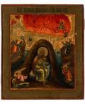 A RUSSIAN ICON OF THE FIERY ASCENSION OF ELIJAH THE PROPHET 1819TH CENTURY