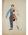 VSEVOLOD SAKHNOVSKY RUSSIAN 1903  198 Costume Design for Blue Blouse