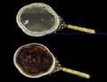 519 FINE BRASS AND PEKING ENAMEL HAND MIRROR