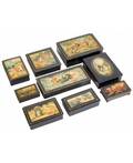 A GROUP OF EIGHT RUSSIAN LACQUER BOXES FEATURING THE SCENES FROM FAIRY TALES LITERATURE AND RURAL LIFE MSTYORA