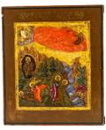 A RUSSIAN ICON OF THE FIERY ASCENT OF ELIJAH THE PROPHET EARLY 1800S