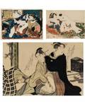 A GROUP OF THREE SHUNGA PRINTS JAPAN 19TH CENTURY