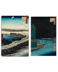 A GROUP OF TWO UKIYOE PRINTS FROM THE SERIES ONE HUNDRED FAMOUS VIEWS OF EDO UTAGAWA ANDO HIROSHIGE JAPANESE 17971858