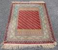 Signed Turkish Hereke Silk Throw Rug wBirds  Florals