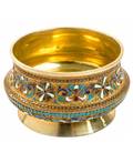 A LARGE RUSSIAN CLOISONN ENAMEL AND GILT SILVER SALT CELLAR BOWL NIKOLAI ZVEREV MOSCOW 18991912
