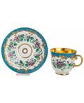 A RUSSIAN IMPERIAL PORCELAIN TEA CUP AND SAUCER IMPERIAL PORCELAIN FACTORY PERIOD OF ALEXANDER II 18551881