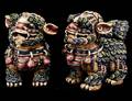 185 PAIR OF POTTERY FU DOGS