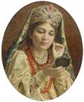 19TH CENTURY RUSSIAN SCHOOL Young Boyarina Trying on Earrings
