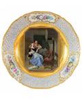 A GERMAN PORCELAIN PLATE WITH A DUTCH GENRE PAINTING OF THE MUSIC LESSON KPM BERLIN LATE 19TH CENTURY