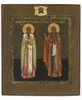 A RUSSIAN ICON OF SAINT ANTIP AND PAISII THE GREAT 19TH CENTURY