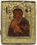 AN OLD BELIEVERS RUSSIAN ICON OF THE VLADIMIR MOTHER OF GOD CENTRAL RUSSIA 18TH CENTURY