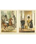 A PAIR OF HANDCOLORED LITHOGRAPHS OF RUSSIAN OFFICERS BEARING THE STAMPS OF THE DRAWINGROOM COLLECTION OF NICHOLAS I CIRCA 1830