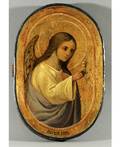 A RUSSIAN ICON OF A GUARDIAN ANGEL mid 19TH C