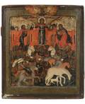 A RUSSIAN ICON OF SAINTS FLOR AND LAVR NORTHERN SCHOOL CIRCA 1700