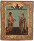 A RUSSIAN ICON OF SAINT DEMETRIUS DEMITRIY AND SAINT TATIANA YAROSLAVL 19TH C