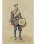 UNKNOWN 19TH CENTURY ARTIST Drummer of Russian Infantry from the Time of the Crimean war c 1855
