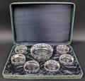 Boxed Set of 7 Sterling Overlay  Glass Coasters