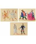 A SET OF THREE PAINTINGS OF COSTUME DESIGNS BY SERGEI SUDEIKIN RUSSIAN 18821946