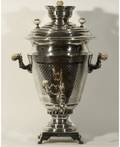 A SILVER AND IVORY SAMOVAR OVCHINNIKOV MOSCOW 18991908