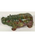 A RUSSIAN HARDSTONE FIGURINE OF A HIPPOPOTAMUS