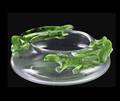245 LALIQUE GREEN  CLEAR CRYSTAL BAMAKO BOWL