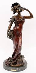 Art Nouveau Bronze Sculpture of Walnut Maiden