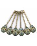 A GROUP OF SIX RUSSIAN CLOISONNE ENAMEL SPOONS EARLY 20TH CENTURY