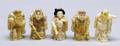 295 GROUP OF FIVE CARVED IVORY FIGURES