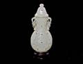 327 CARVED TRANSLUCENT WHITE JADE VASE AND COVER