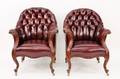 Pair of Tufted Leather Armchairs