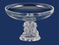 181 LALIQUE MOLDED FROSTED AND CLEAR CRYSTAL COMPOTE