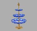 290 BLUE OVERLAY CRYSTAL AND BRASS SWEET MEAT STAND