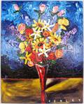 Large Steve Penley Floral Still Life Painting