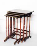 304 REGENCY STYLE NEST OF BRASS INLAID MAHOGANY TABLES