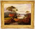 L 19th C Landscape wFigure Signed Oil