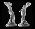 554 PAIR OF LALIQUE AND FROSTED CRYSTAL NUDES