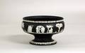 373 WEDGWOOD BLACK  WHITE JASPERWARE PEDESTAL BOWL