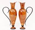 Pair of Handcrafted Paela Burled Wood Ewers