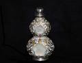 33 MONGOLIAN SILVER AND JADE SNUFF BOTTLE