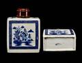 307 BLUE AND WHITE PORCELAIN TEA CADDY