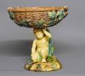 30 GOOD MAJOLICA FIGURAL COMPOTE
