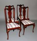 56 SET OF FOUR QUEEN ANNE STYLE FRUITWOOD DINING CHAIR