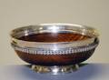 357 GEORGE V STERLING SILVER MOUNTED WOOD BOWL