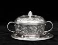 356 GEORGE III STERLING SILVER BOWL COVER AND STAND